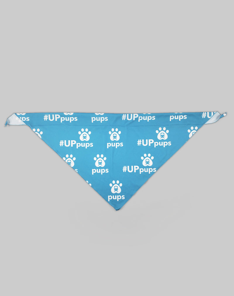 A Blue bandana with the UP Pups Logo across