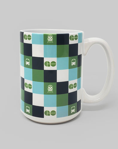 Your morning routine is more enjoyable when served in this official GO Transit ceramic mug, which features a colourful GO tiled pattern. It’s a special gift for train lovers.